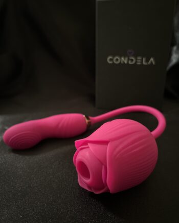 Rose Me Extended Vibrator with Dildo - Red / Soft Pink